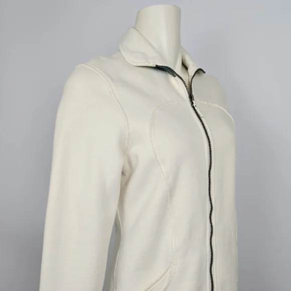 Lululemon Women's Cream Teal Retro Zip-Up Fleece Lined Scuba Jacket Pockets 8 - Picture 4 of 16